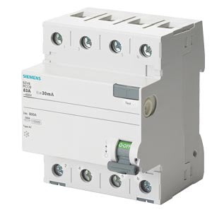Siemens 5SV43440RC 40A 30mA 4P 4MW TYPE AC RESIDUAL CURRENT CIRCUIT BREAKER