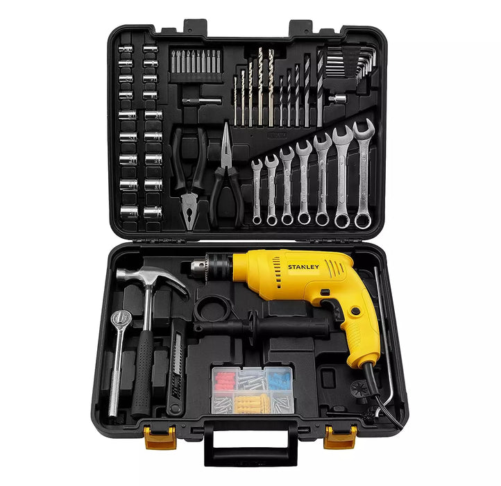 Stanley SDH600KM-IN 600W 13mm Drill Machine with Mechanical Toolkit (120-Pieces)