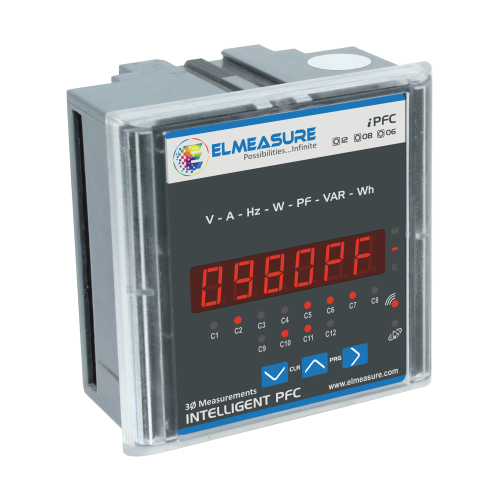 Elmeasure Intelligent Power Factor Controller with MFM 6 Stage RS485 4 Digit LED Display IPFC6CHANNELRS485