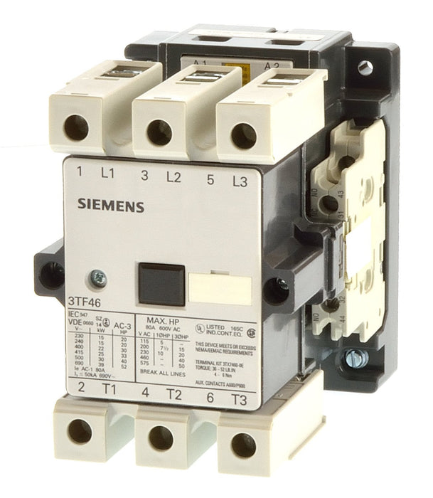 Siemens Sicop 45A 110V 2NO+2NC Triple Pole Contactor, 3TF46020AF0ZA01