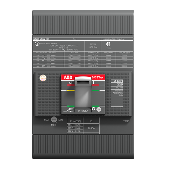 ABB MCCB - Tmax- XT and accessories - 1SDA075116R1-XT3N 225 TMF 175-1750 3p F F UL/CSA