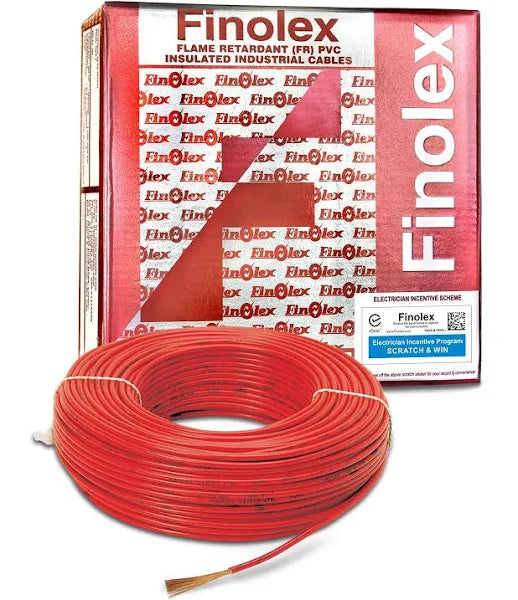 Finolex 6 SQMM X 1 CORE (FR) PVC INS. COPPER FLEXIBLE CABLE RED - (100 Meters)