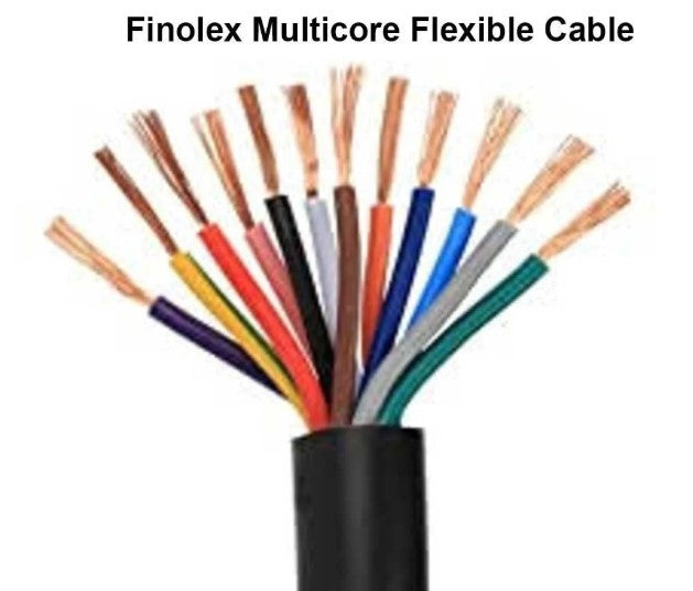 Finolex 0.75 SQMM X 10 CORE (FR) PVC INS. & SHEATHED COPPER FLEXIBLE CABLE BLACK - (50 Meters)