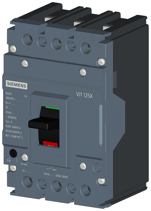 Siemens Sinova MCCB IEC FS0 125A TM ATFM 3P 18kA 125A - 3VJ10121DB320AA0