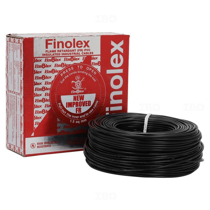 Finolex 1 SQMM 1 CORE BLACK FR PVC INSULATED INDUSTRIAL CABLES SILVER PACK 90MTR
