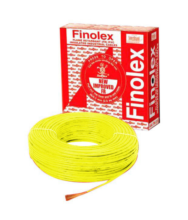 Finolex 56/.3MM 4 SQMM 1 CORE YELLOW (180)COPPER FLEXIBLE INS. FR CABLE