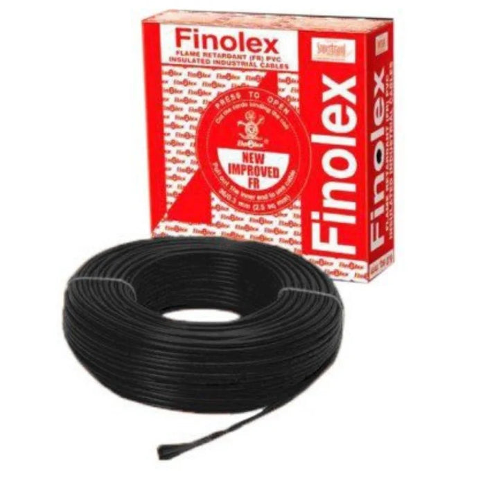 Finolex 10 SQMM X 1 CORE (FR) PVC INS. COPPER FLEXIBLE CABLE BLACK - (100 Meters)