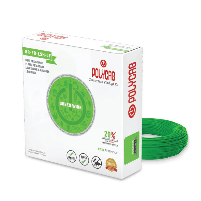 Polycab 6 Sqmm, 1 core Fr Pvc Insulated Copper Flexible Cable Green  (100 Meters)