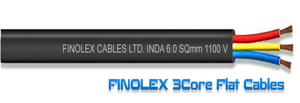 Finolex 10 Sqmm X 3 Core Flat Submersible Cable as per IS:694/1990 - (100 Meters)