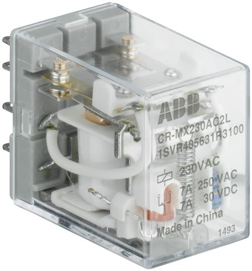ABB CR MX024DC2L Pluggable interface relay 2co A1 A2 24VDC 250V7A LED 1SVR405631R1100