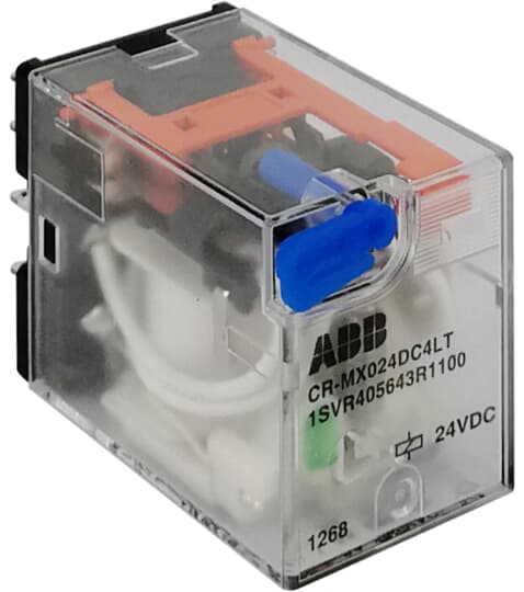 ABB EPR MX024DC4LT With LED with test button 4 co (SPDT) Rated control supply voltage 24 V DC