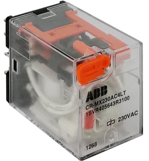 ABB EPR MX230AC4LT With LED with test button 4 co (SPDT) Rated control supply voltage 230V AC