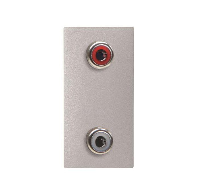 ABB Zenit 2x RCA connection unit 1M Silver 2CLA215520N1302