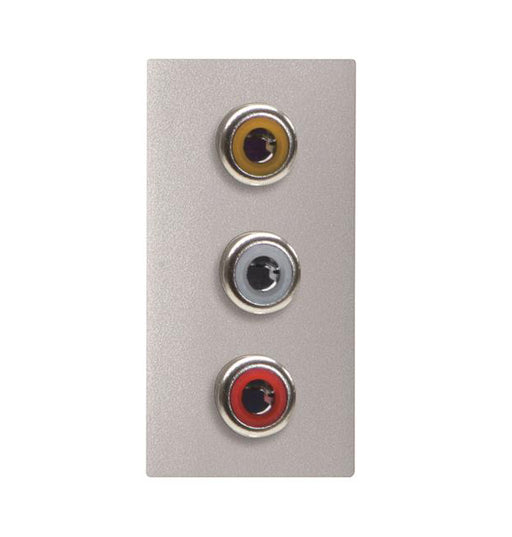 ABB Zenit 3x RCA connection unit 1M Silver 2CLA215530N1302