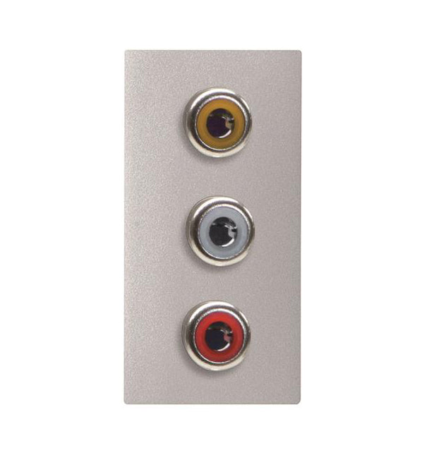 ABB Zenit 3x RCA connection unit 1M Silver 2CLA215530N1302