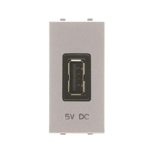 ABB Zenit USB charger 750mA 1 gang 1M Silver 2CLA218500N1302