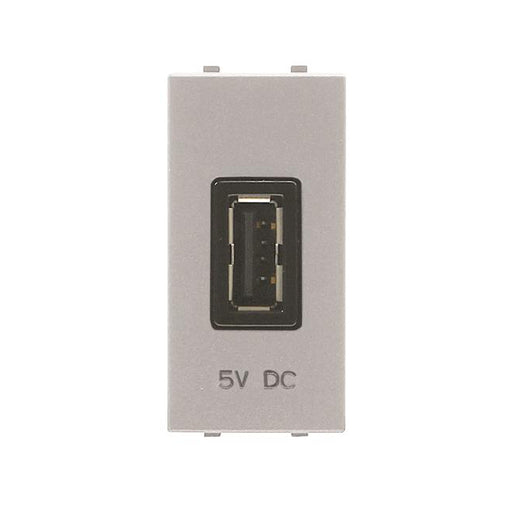 ABB Zenit USB charger 2.000mA 1 gang 1M Silver 2CLA218520N1302