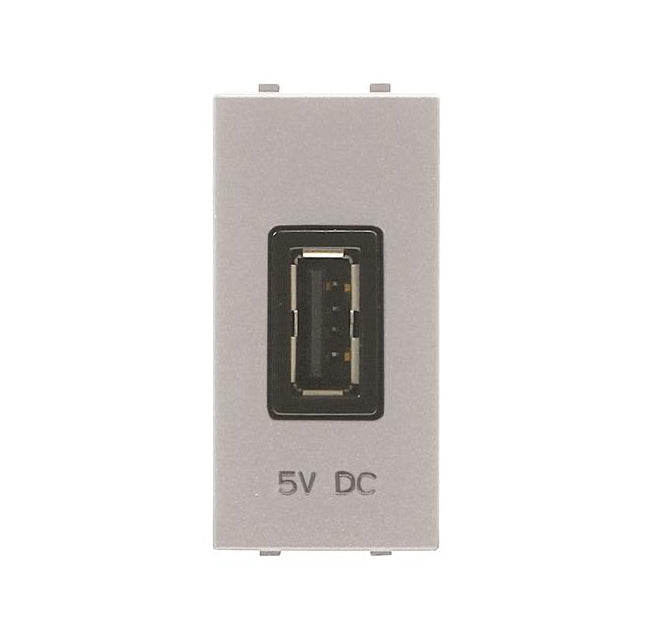 ABB Zenit USB charger 2.000mA 1 gang 1M Silver 2CLA218520N1302