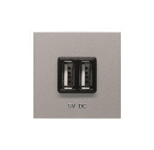 ABB Zenit USB charger 1.500mA 2 gang 2M Silver 2CLA228500N1302