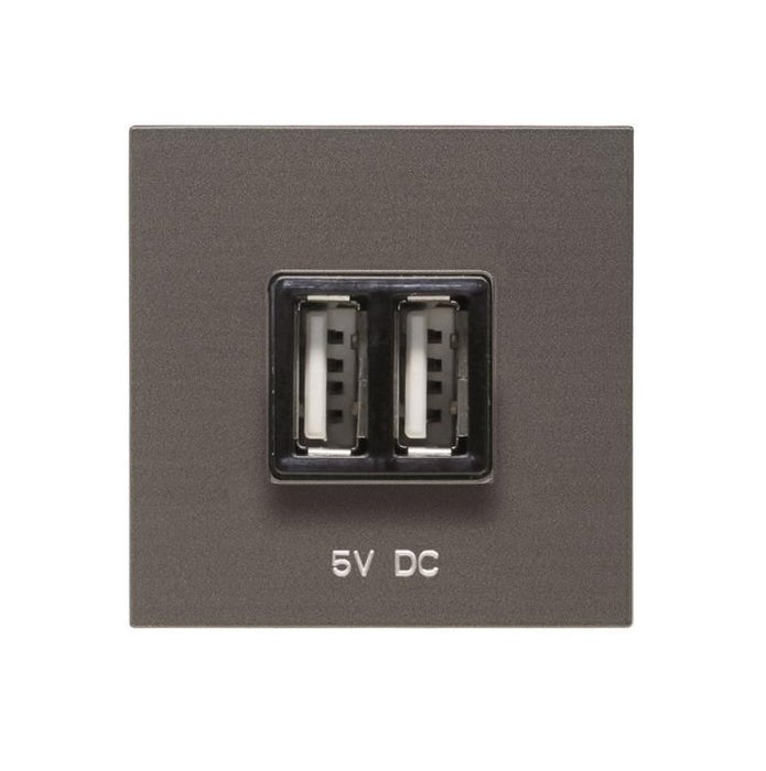 ABB Zenit USB charger 1.500mA 2 gang 2M Anthracite 2CLA228500N1802