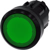 Siemens 3SU10010AB400AA0 LLUMINATED PUSHBUTTON 22MM ROUND PLASTIC GREEN FLAT BUTTON MOMENTARY CONTAC