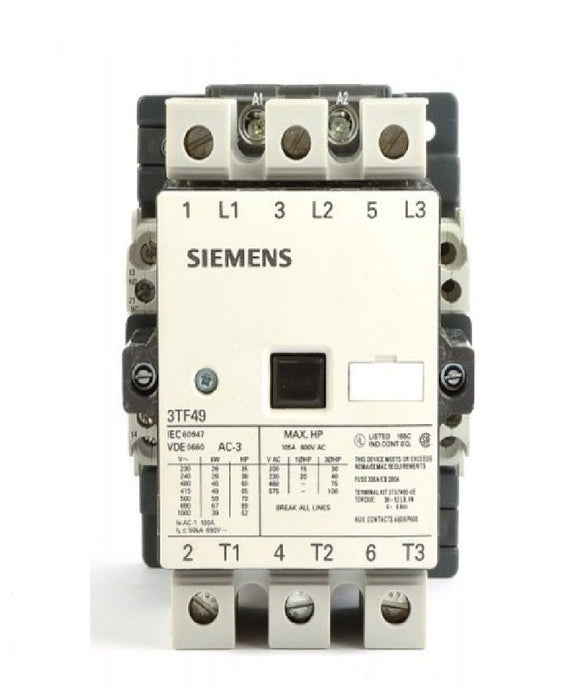 Siemens 3TF49220DF4ZA01 85A 110VDC SICOP POWER CONTACTOR WITH 2NO 2NC CONTACTS