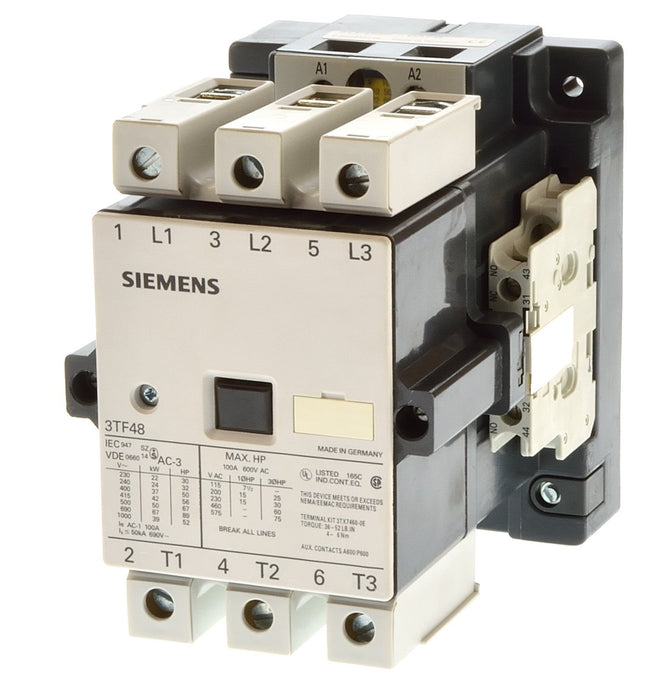 Siemens Sicop 75A 230V 2NO 2NC Triple Pole Contactor, 3TF48220AP0ZA01