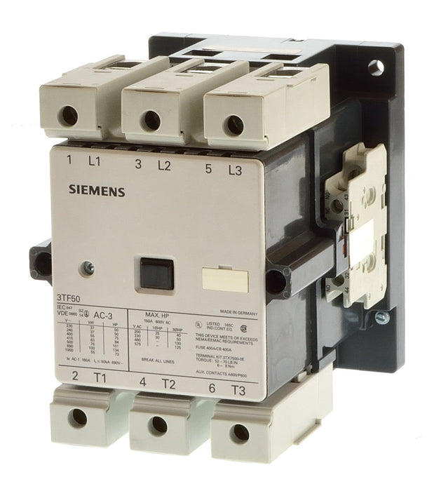 Siemens Sicop 110A 230V 2NO 2NC Triple Pole Contactor, 3TF50020AP0