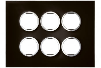 Legrand 575953 2*6M MIRROR FINISH BLACK ARTEOR ROUND COVER PLATS WITH FRAME