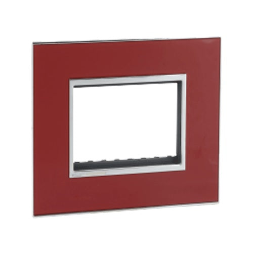 Legrand 576356 4M MIRROR FINISH RED ARTEOR SQUARE COVER PLATS WITH FRAME