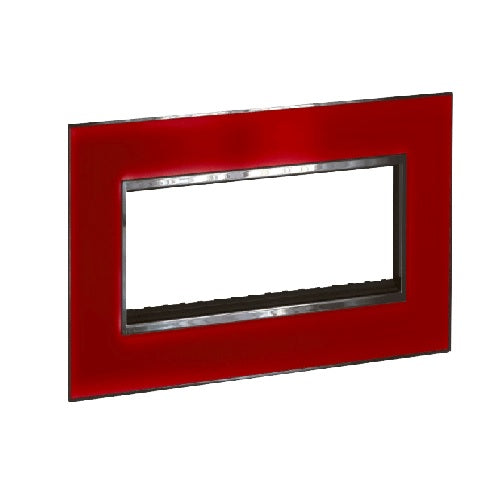 Legrand 576406 8M MIRROR FINISH RED ARTEOR SQUARECOVER PLATS WITH FRAME