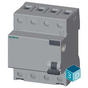 Siemens 5SV46420RC 25A 300mA 4P 4MW TYPE AC RESIDUAL CURRENT CIRCUIT BREAKER
