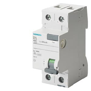 Siemens 5SV44120RC 25A 100mA 2P 2MW TYPE AC RESIDUAL CURRENT CIRCUIT BREAKER