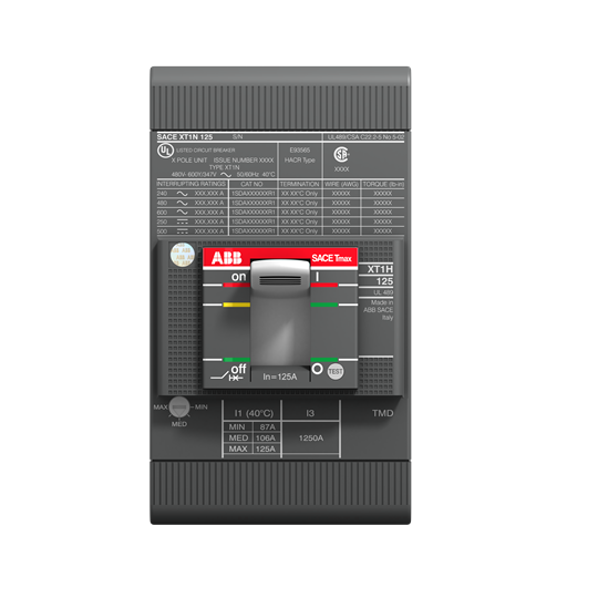 ABB MCCB Tmax XT and accessories XT1H 125 MCP In 3 3p F F ULCSA