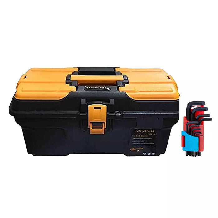Taparia PTB13 Compact Plastic Tool Box with Organizer Orange & Black