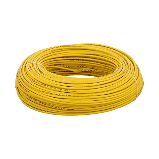 Finolex 0.75 SQMM SINGLE CORE PVC Insulated COPPER FLEXIBLE Cable YELLOW (100 Meters)